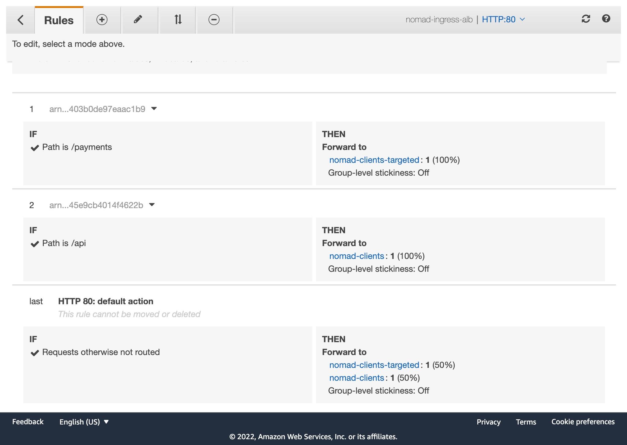 AWS application load balancer routing rules